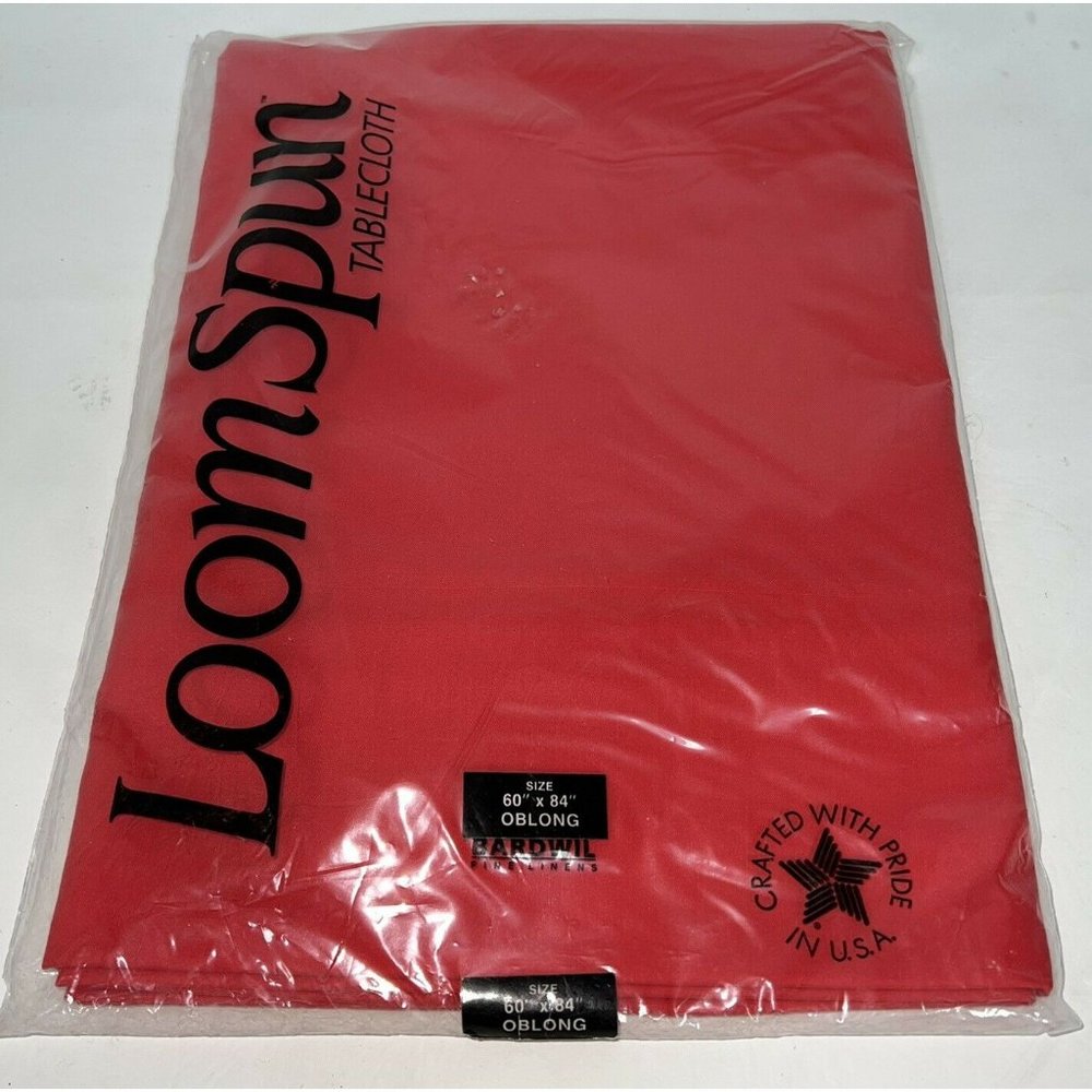 Vintage Bardwil Fine Linens Tablecloth 60 x 84 Oblong Red Loomspun NOS USA